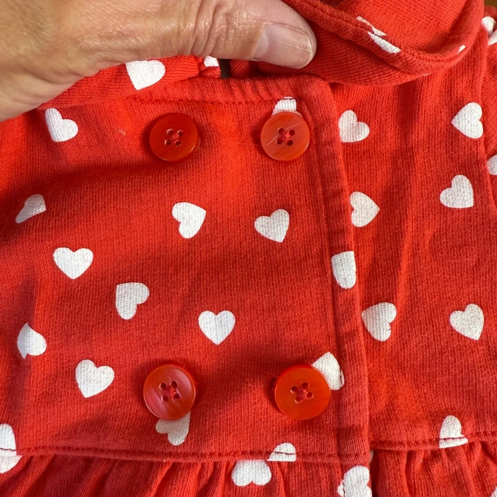 Carter's Baby Girl Red Heart Print Button Front Peplum Jacket 3M